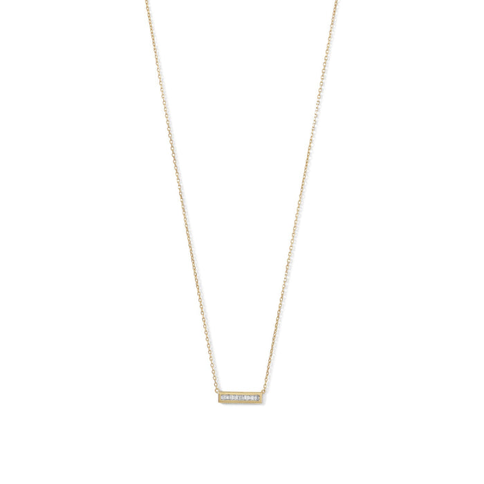 14 Karat Gold Plated Mini CZ Bar Necklace