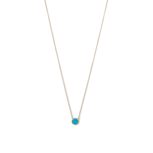 14 Karat Gold Plated Mini Synthetic Blue Opal Necklace