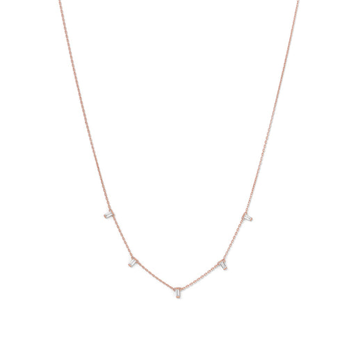 14 Karat Rose Gold Plated Dangling CZ Necklace