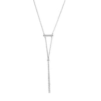 Thumbnail for Rhodium Plated Bar Necklace with Y Drop