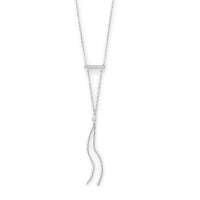 Thumbnail for Rhodium Plated Bar Necklace with Y Drop