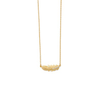 Thumbnail for 18 Karat Gold Plated Sideways CZ Feather Necklace