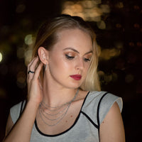 Thumbnail for Rhodium Plated Graduated CZ Vertical Bar Earrings