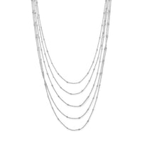 Thumbnail for Rhodium Plated Five Strand Satellite Chain Necklace