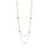 Thumbnail for Two Strand 14 Karat Gold Plated Tourmaline Necklace