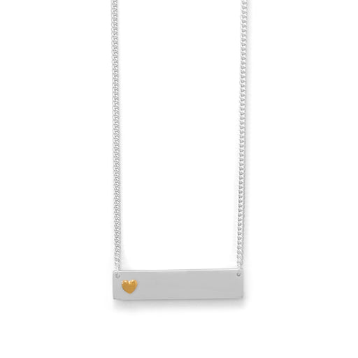 16" + 2" Bar Necklace With 14 Karat Gold Plated Heart