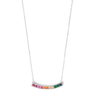 Thumbnail for Rhodium Plated Rainbow CZ Necklace