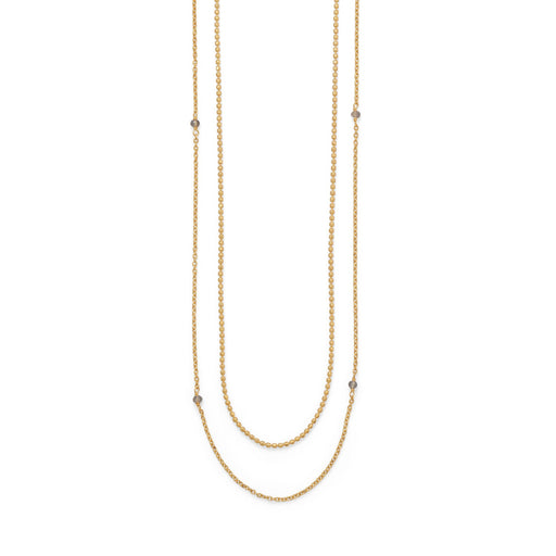 36" 14 Karat Gold Plated Two Strand Labradorite Necklace