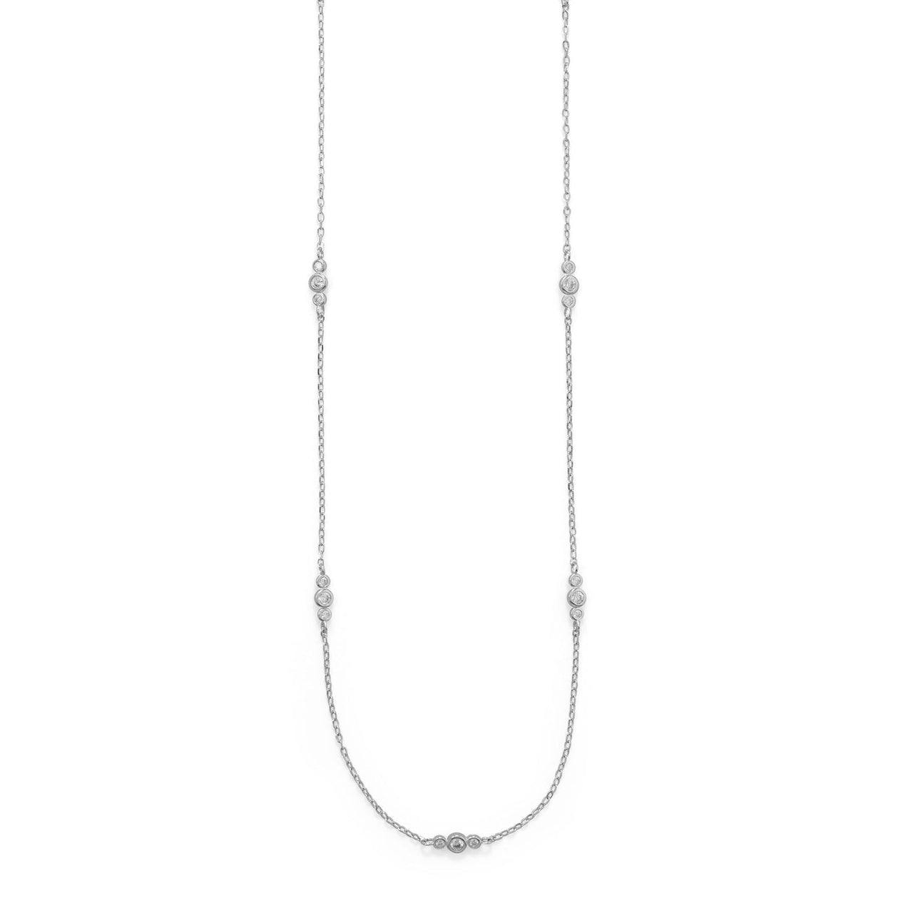 30" Rhodium Plated 13 Station CZ Necklace
