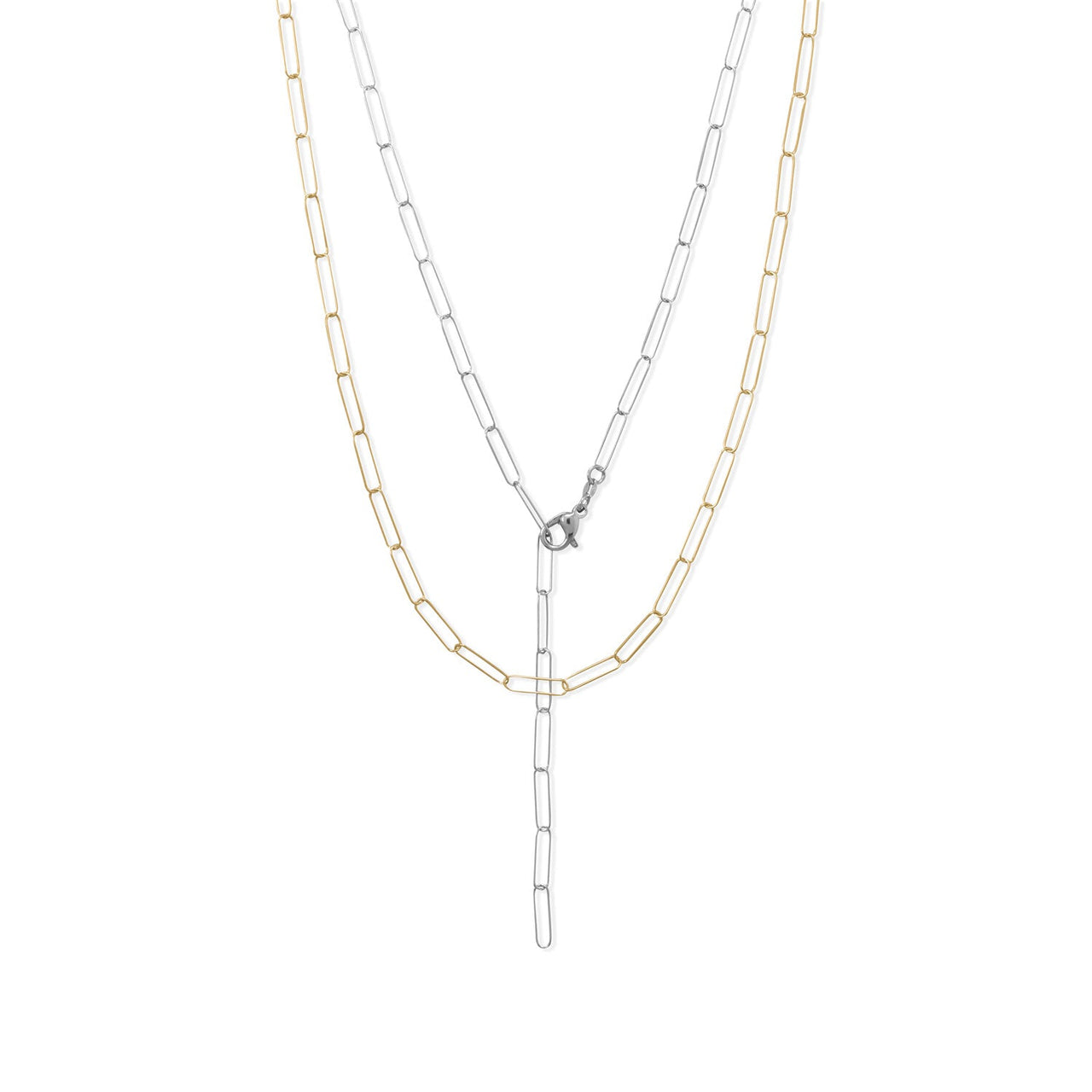 21" Rhodium Plated Paperclip Chain Necklace