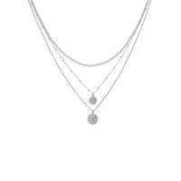 Thumbnail for Three Graduated Strand Rhodium Plated Roman Coin Necklace