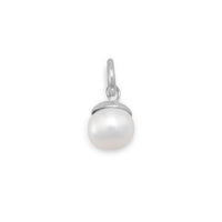 Thumbnail for Rhodium Plated Cultured Freshwater Pearl Charm Bead