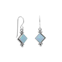 Thumbnail for Diamond Shape Synthetic Blue Opal French Wire Earrings