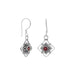 Faceted Garnet and Flower Design French Wire Earrings