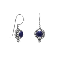 Thumbnail for Round Lapis Bead/Rope Edge Earrings on French Wire