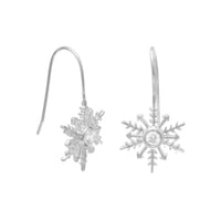 Thumbnail for Polished CZ Snowflake French Wire Earrings