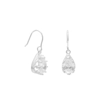 Thumbnail for 9x7mm Pear Shape CZ/Crown Edge French Wire Earrings