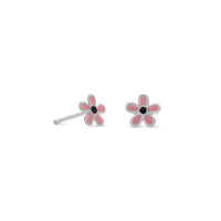 Thumbnail for Pink and Black Enamel Flower Earrings