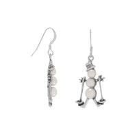 Thumbnail for Cultured Freshwater Pearl Skiing Snowman Earrings
