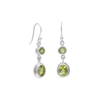 Thumbnail for Round & Oval Peridot Polished Earrings on French Wire