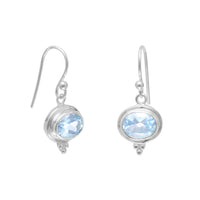 Thumbnail for Oval Blue Topaz French Wire Earrings