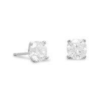 Thumbnail for Rhodium Plated 6mm CZ Stud Earrings