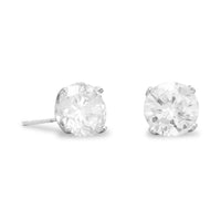 Thumbnail for Rhodium Plated 8mm CZ Stud Earrings