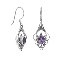 Thumbnail for Scroll Design Amethyst French Wire Earrings