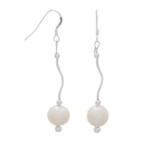Thumbnail for Wave Design Earrings with Cultured Freshwater Pearl Drop
