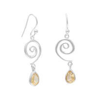 Thumbnail for Swirl Design and Citrine Drop French Wire Earrrings