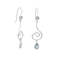 Thumbnail for Swirl Design Earrings with Faceted Blue Topaz
