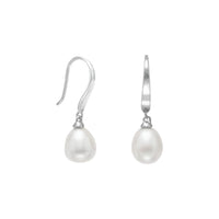 Thumbnail for Rhodium Plated Cultured Freshwater Pearl French Wire Earrings