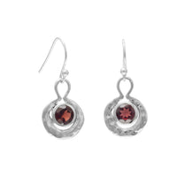 Thumbnail for Oxidized Round Hammered Earrings With Garnet