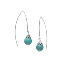 Thumbnail for 8mm Reconstituted Turquoise Bead Long Wire Earrings