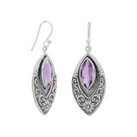 Thumbnail for Oxidized Marquise Earrings with Amethyst