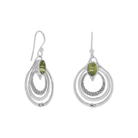 Thumbnail for Oxidized Triple Circle with Peridot Earrings