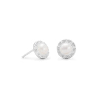 Thumbnail for Cultured Freshwater and CZ Earrings