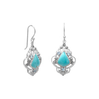 Thumbnail for Reconstituted Turquoise, Blue Topaz and Marcasite Earrings