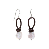 Thumbnail for Leather and Cultured Freshwater Pearl Earrings