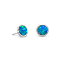 Thumbnail for Rhodium Plated Synthetic Opal Stud Earrings