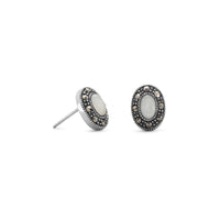Thumbnail for Marcasite and Shell Stud Earrings
