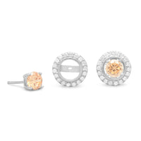 Thumbnail for Rhodium Plated CZ Frame Earring Jackets. CZ Stud Earrings Sold Separately.