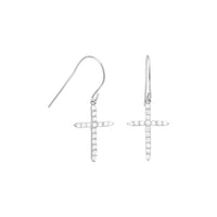 Thumbnail for Rhodium Plated CZ Cross Drop Earrings