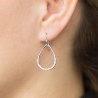 Thumbnail for Rhodium Plated CZ Pear Drop Earrings