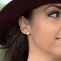 Thumbnail for Round 14 Karat Rose Gold Plated CZ Stud Earrings