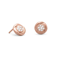 Thumbnail for Round 14 Karat Rose Gold Plated CZ Stud Earrings