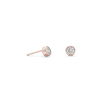 Thumbnail for 14 Karat Rose Gold Plated Stud Earrings with Bezel Set CZs