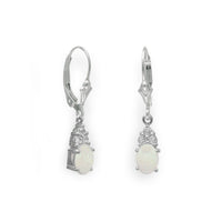 Thumbnail for Rhodium Plated Australian Opal and White Topaz Earrings