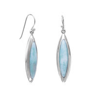 Thumbnail for Rhodium Plated Marquise Larimar Earrings