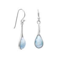 Thumbnail for Rhodium Plated Pear Drop Larimar Earrings